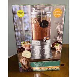 The Pioneer Woman Garden Party Beverage Dispenser Glass/Stand/Ice Bucket NIB